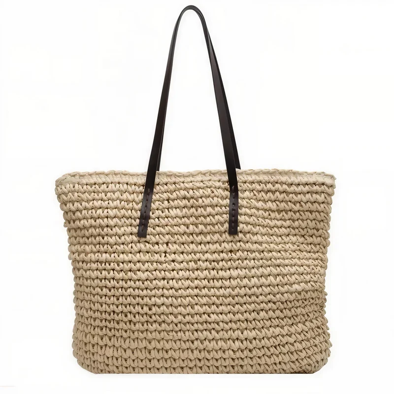 Grand sac de plage en paille - Liora