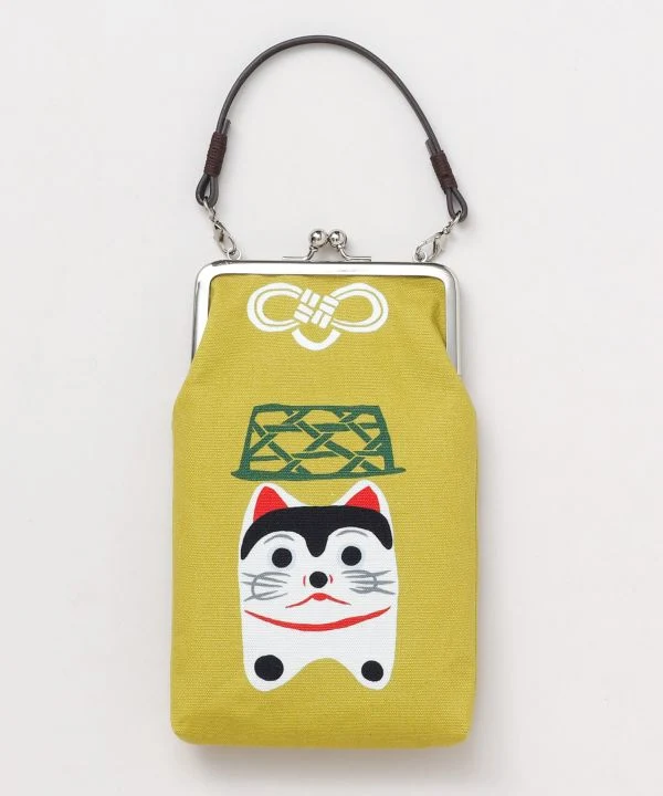 Pochette avec poignée GAMAGUCHI à motif d'art populaire japonais