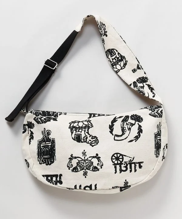 Sac bandoulière rond à motifs indiens