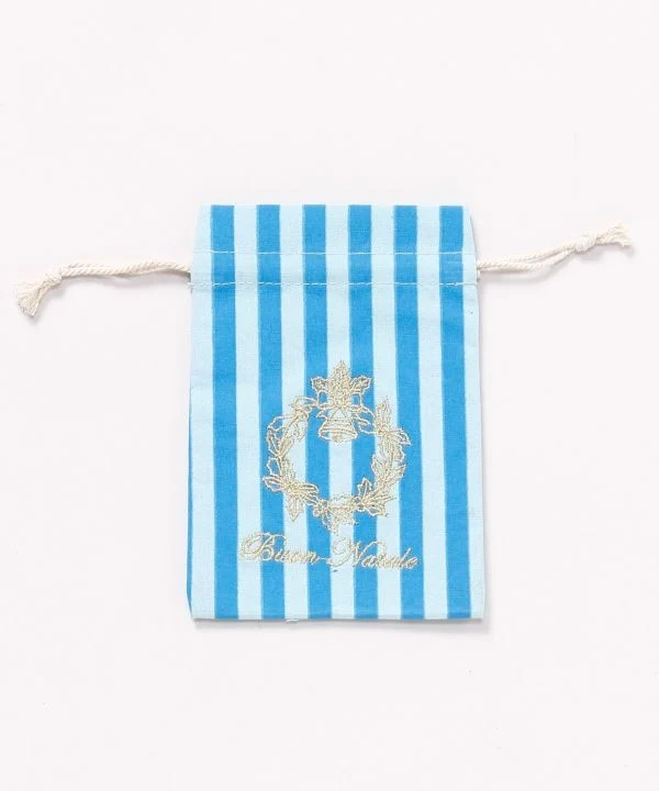 Sac à cordon rayé brodé de Noël - S