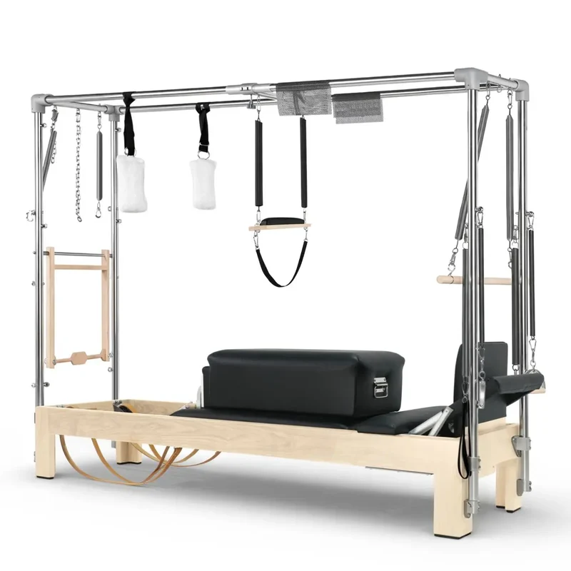Elina Pilates Cadillac Reformer Naturholz – 2-in-1, Eisblau