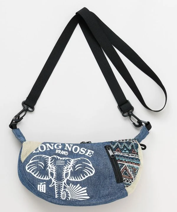 Sac bandoulière rond mini en denim