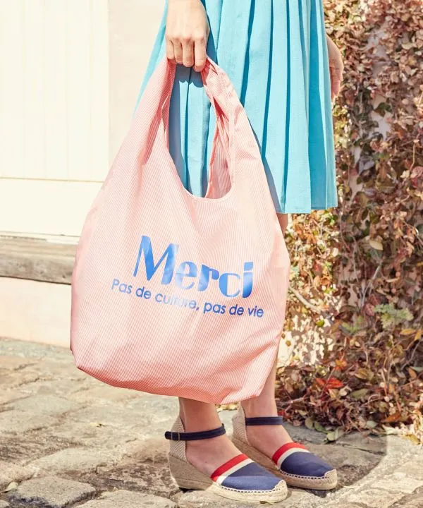 Sac Shopping Merci Rayé