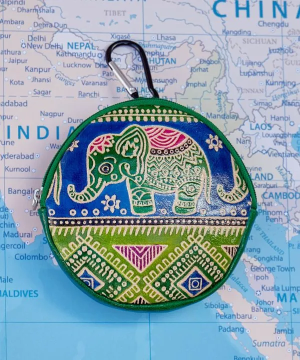 Porte-monnaie rond en cuir Kolkata