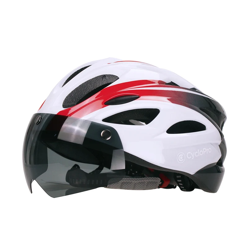 Casque vélo avec visière Blanc et Rouge - Adventure