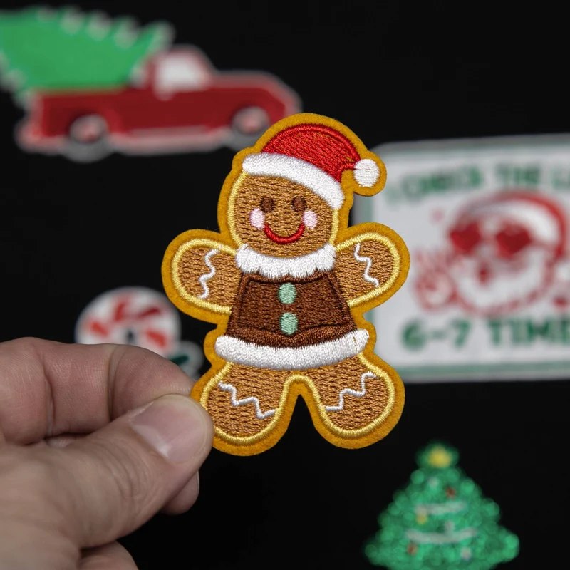 Écusson thermocollant de Noël Bonhomme en pain d'épice | Écusson brodé