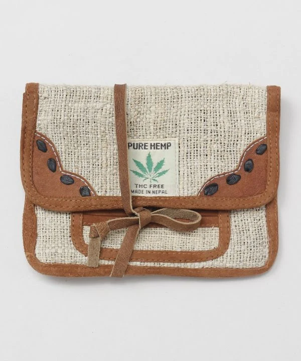 Pochette en chanvre et cuir vintage
