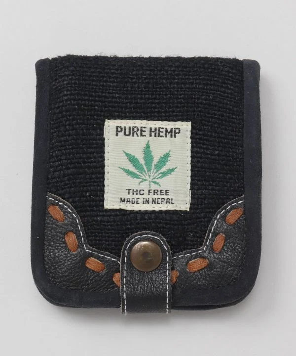 Portefeuille en chanvre et cuir vintage