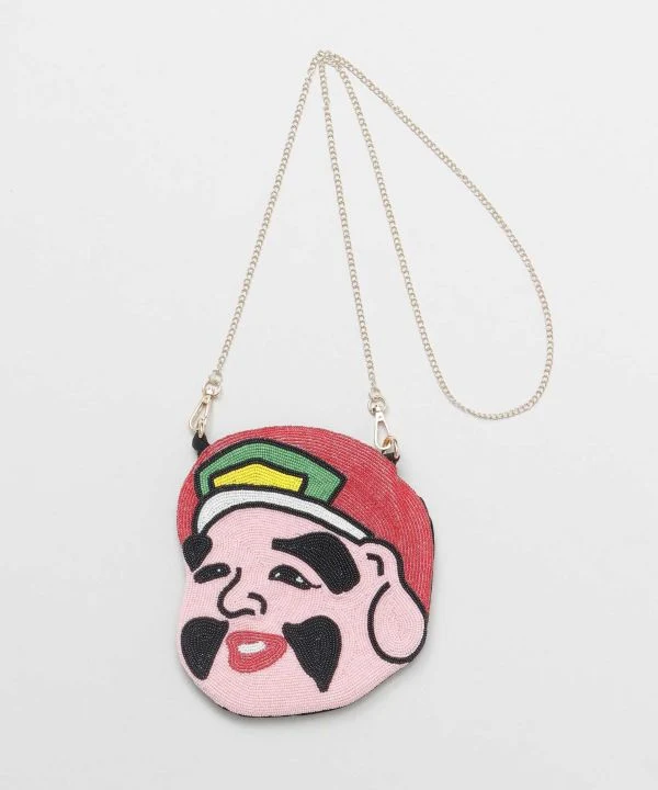 Sac à bandoulière en perles avec masque japonais