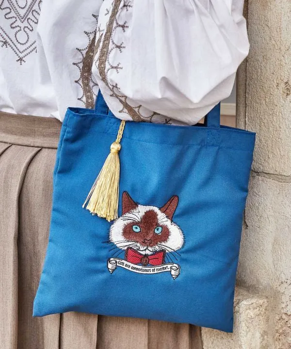 Sac à main brodé de chat