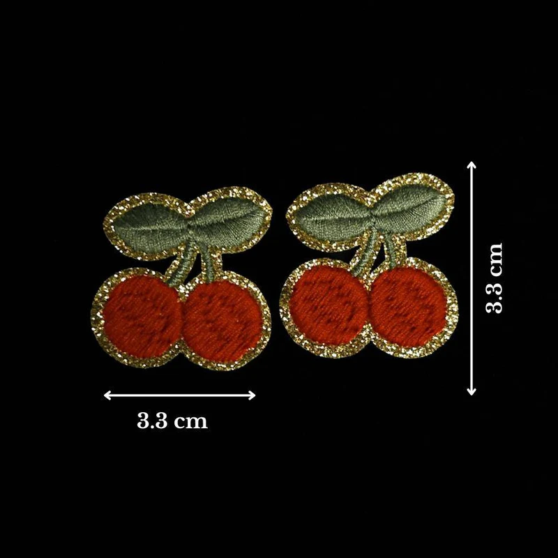 Écusson Brodé Thermocollant | Cerises Pailletées (XNUMX Paire)