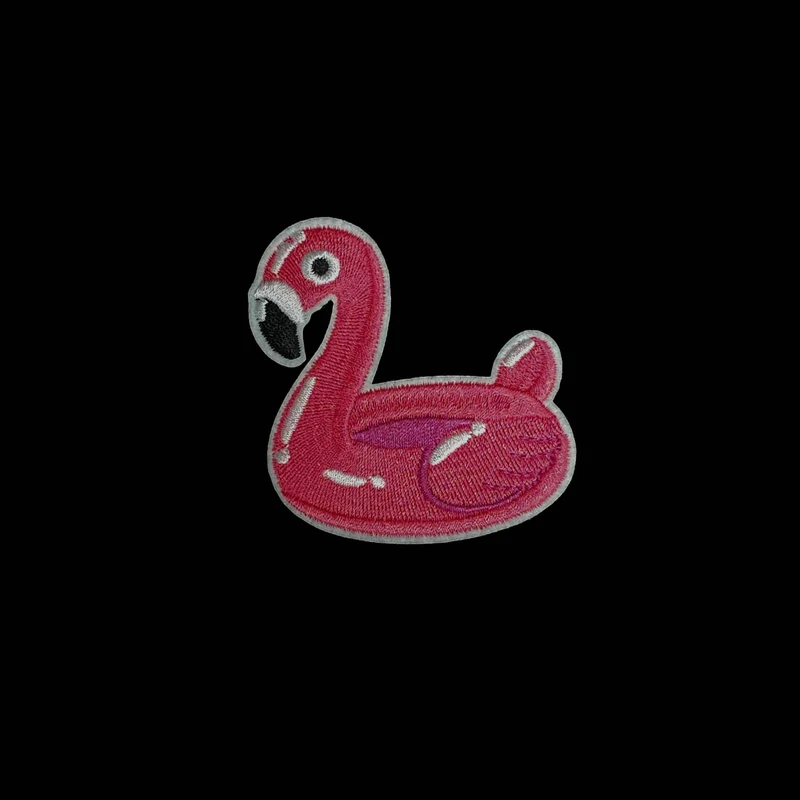Écusson Brodé Thermocollant | Flamant Rose sur Bouée