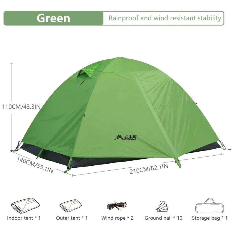 Tente de bivouac/camping pour 2 personnes à double parois 2,16kg "BISINNA - ZL105"