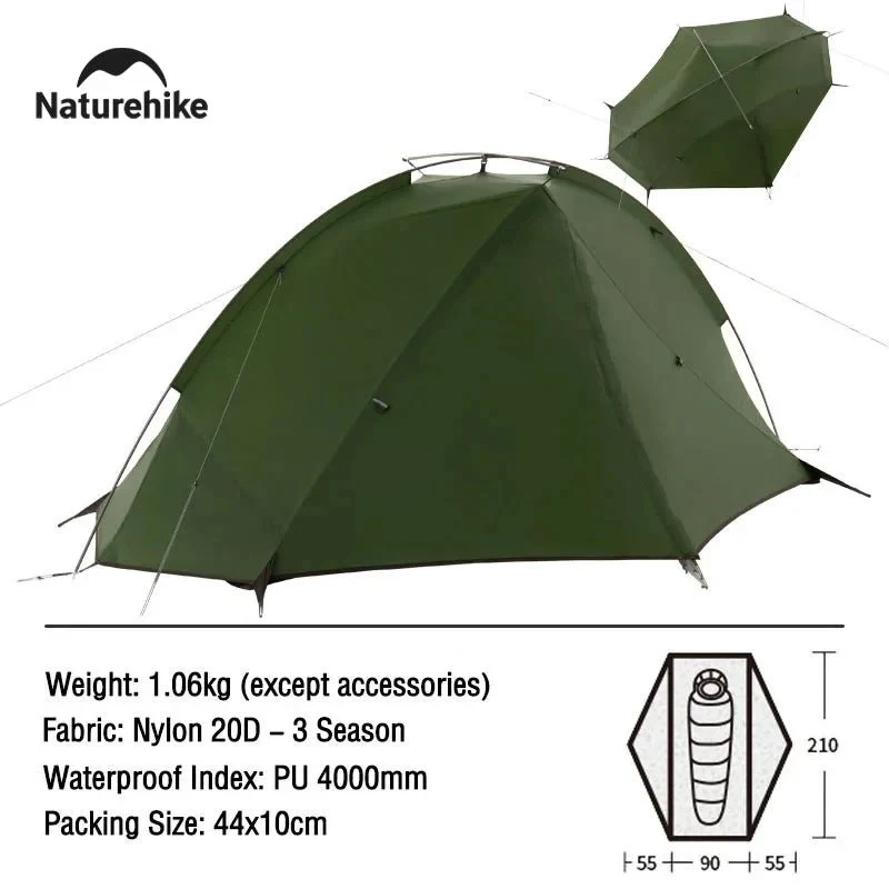 Tente de bivouac ultralégère à mono-paroi à partir de 1,25kg pour 1 à 2 personnes "Naturehike - Tagar"