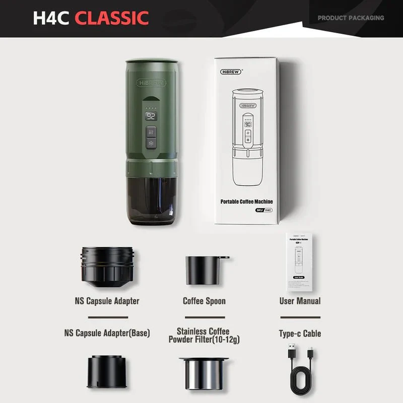 Machine à expresso portable 20 bars de pression et batterie amovible 7500 mAh "HiBREW - H4C series"