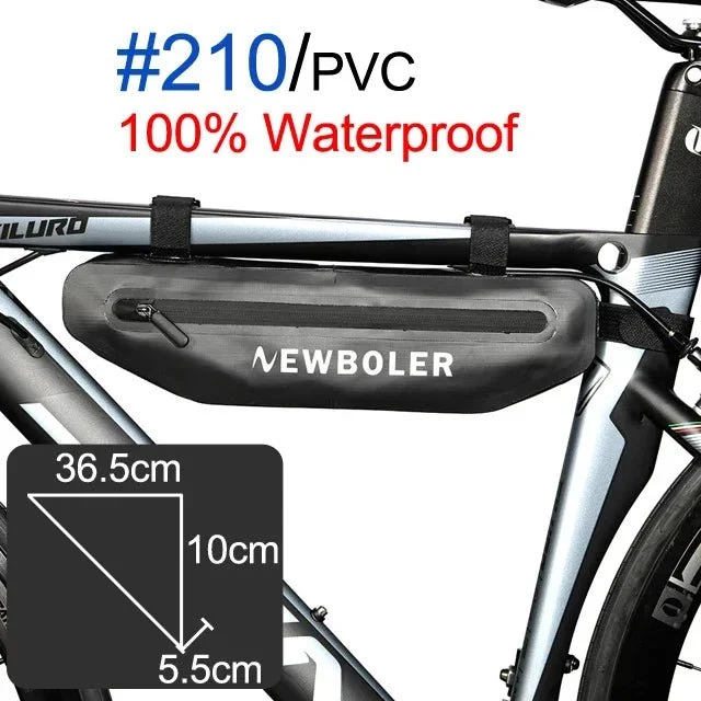 Sacoche triangulaire pour cadre de vélo 100% imperméable "NEWBOLER - PAC052 / BAG603"