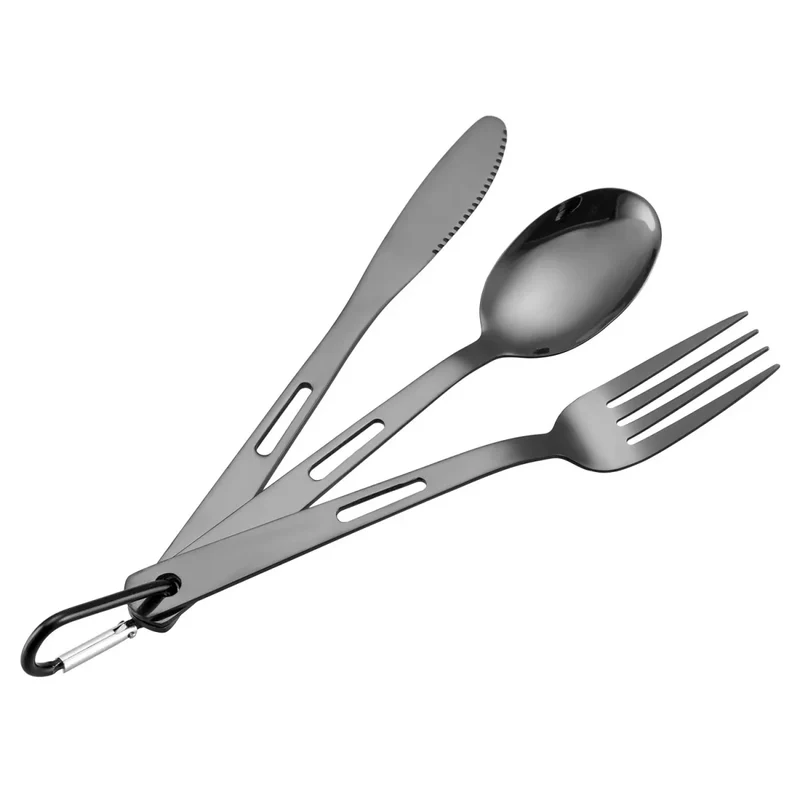 Ensemble de 3 couverts portables en acier inoxydable "Shinetrip - Kitchen portable set"