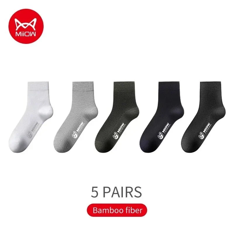 Lot de 5 paires de chaussettes en fibre de bambou pour homme antibactériennes "MiiOW - MQL2B28368"