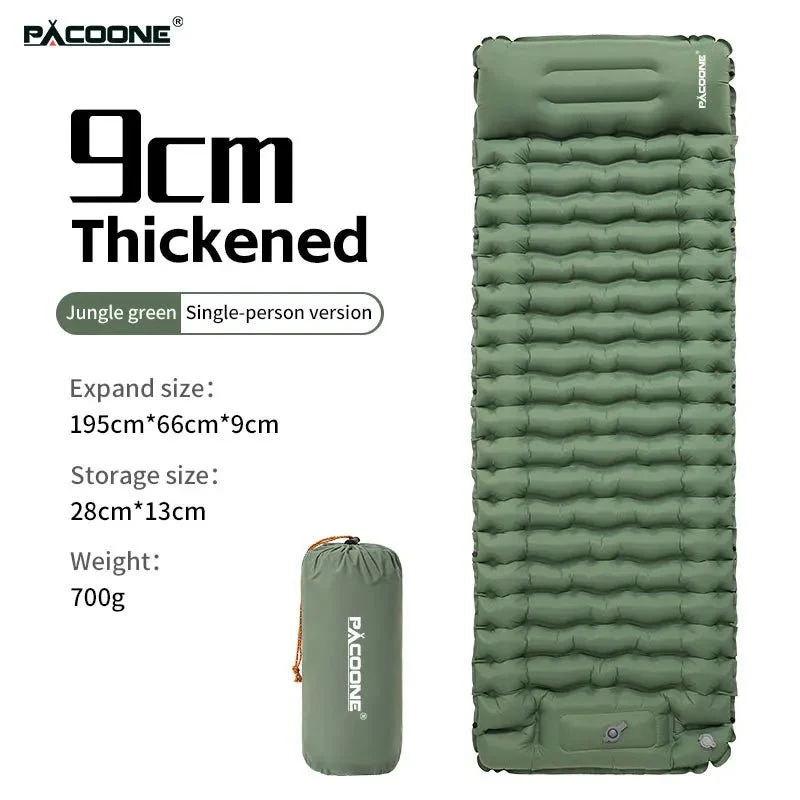 Matelas gonflable avec pompe et oreiller intégré 9cm R-Value 3 700g "PACOONE - Ultra pad PA01"
