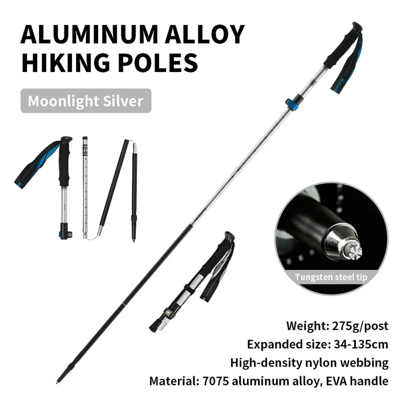 Bâton de randonnée ultraléger et pliable en alliage d'aluminium 275g "Naturehike - ST09 Walking Sticks"
