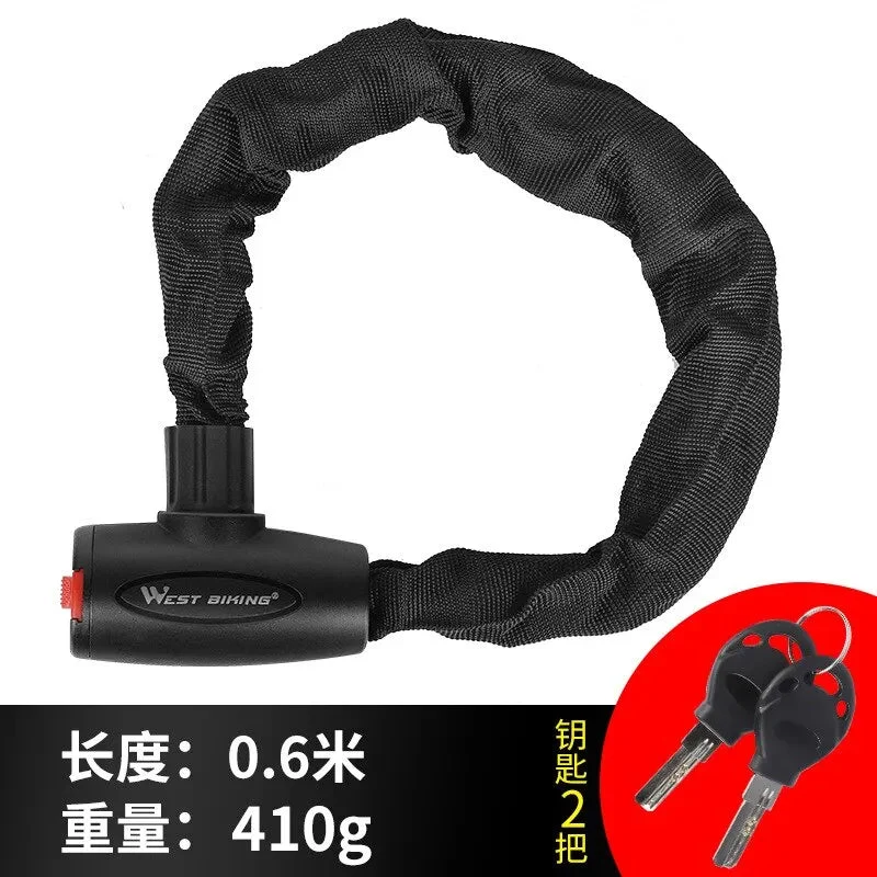 Antivol à chaîne en alliage d'acier dur pour vélo électrique, VTC et VTT "WEST BIKING - Chain Lock 00A"