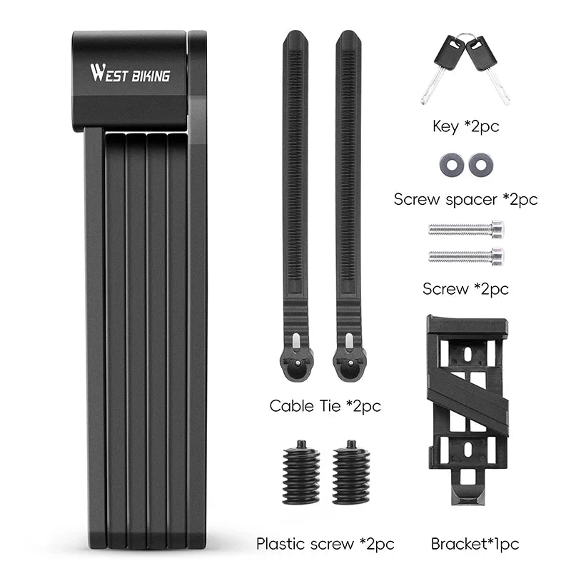 Antivol pliable de 87 cm en acier allié haute sécurité pour VTT, vélo de route, vélo électrique "WEST BIKING - PFL002"