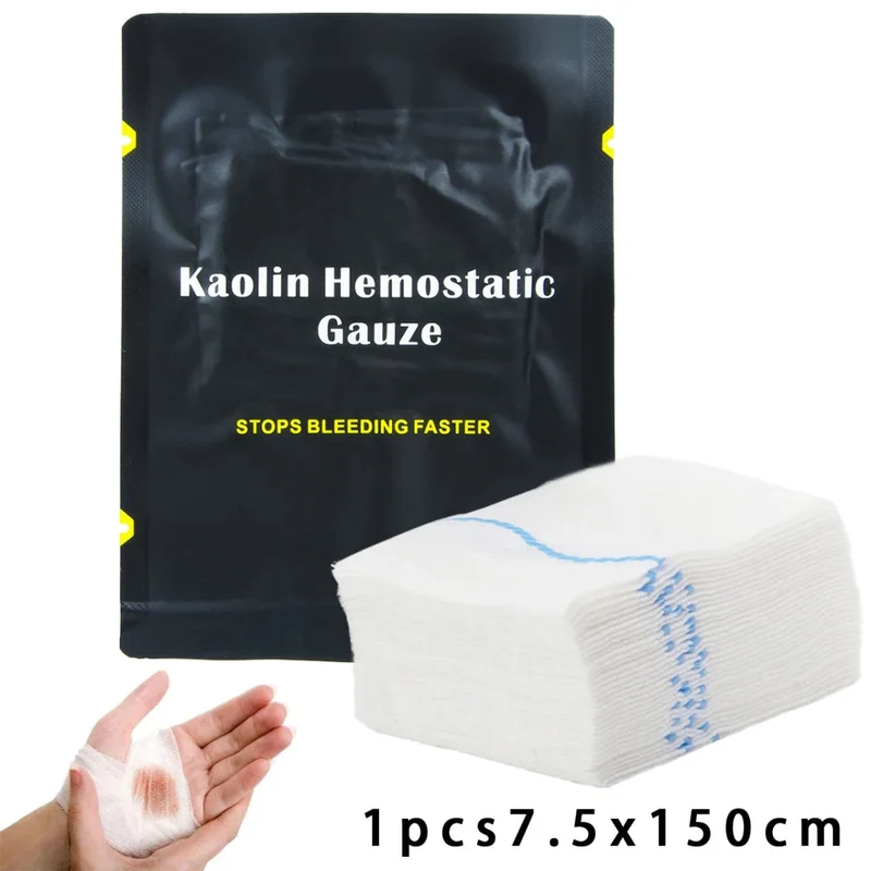 Gaze hémostatique en kaolin pour urgences traumatiques, pliée en Z, soluble, pour trousse de premiers soins militaire tactique Ifak "HEE RAK - Kaolin Hemostatic Gauze"