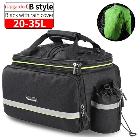 Sacoche de vélo 3 en 1 étanche sur porte-bagages avec pochette latérales 20/35L "WEST BIKING - YP0707250"
