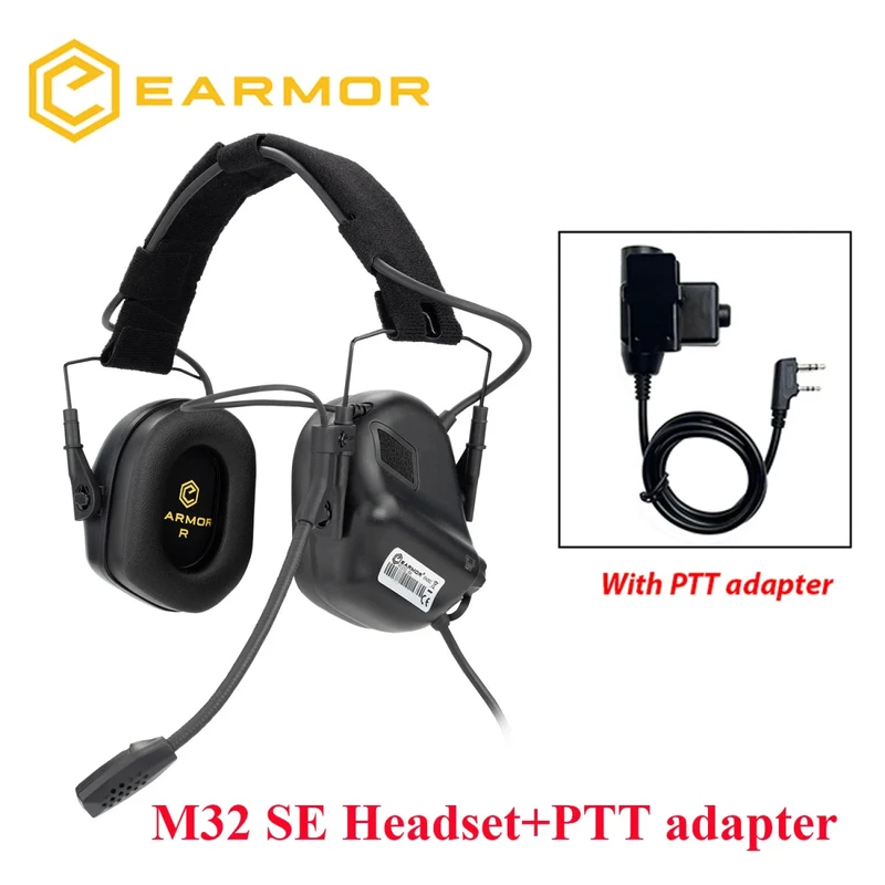 Casque anti-bruit tactique avec adaptateur pour rail ARC et adaptateur PTT Kenwood "EARMOR - M32 MOD4/SE'