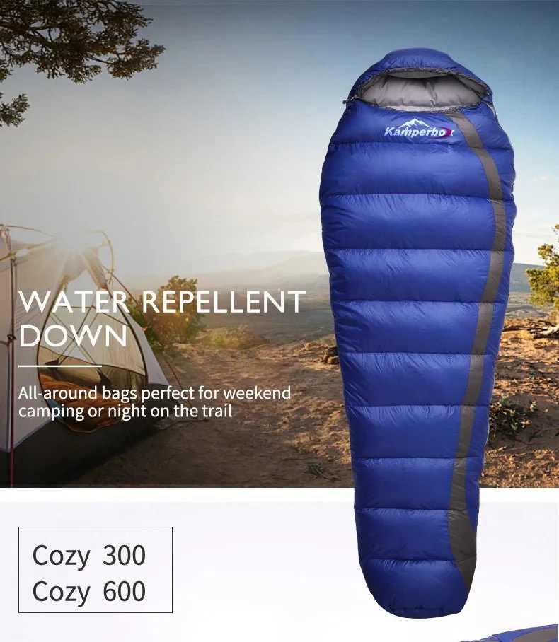 Sac de couchage ultralight à 80% de duvet canard blanc [-3℃ confort] 1100g "Kamperbox - Cozy 600"
