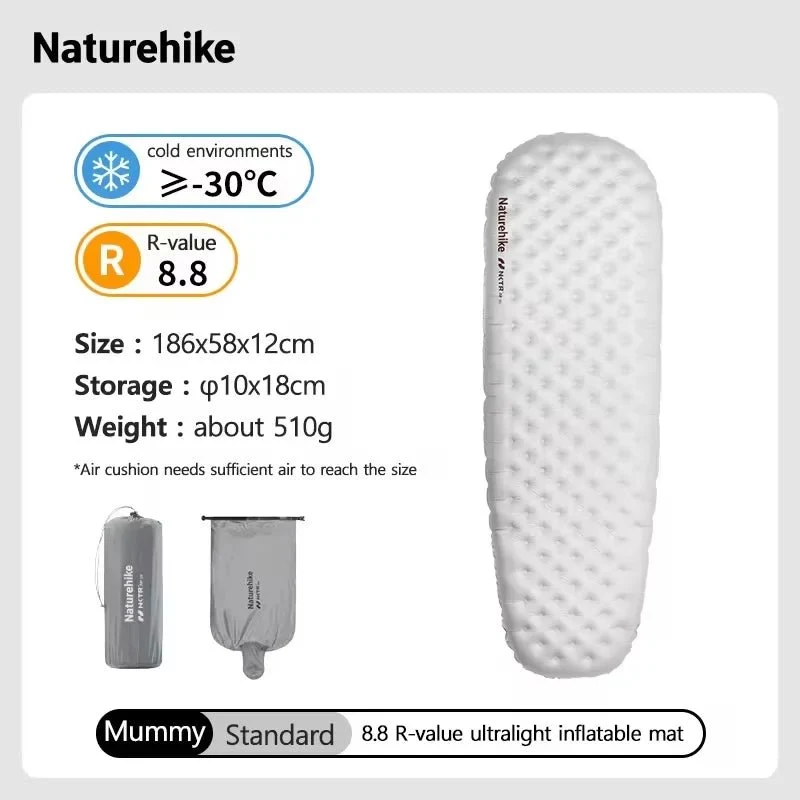 Matelas gonflable de randonnée ultraléger 4 saison à partir de 460g R-value 8.8 "Naturehike – R8.8 Inflatable Mattress"