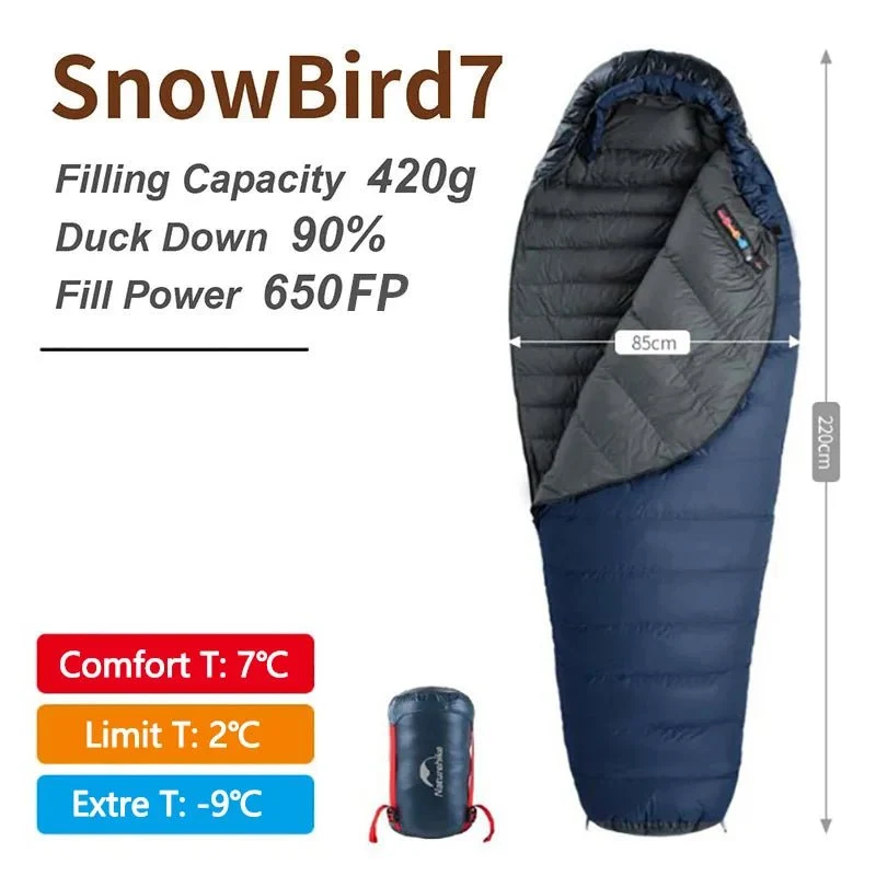 Sac de couchage ultraléger en Duvet de Canard 650FP à partir de 820g "Naturehike - Snowbird series"