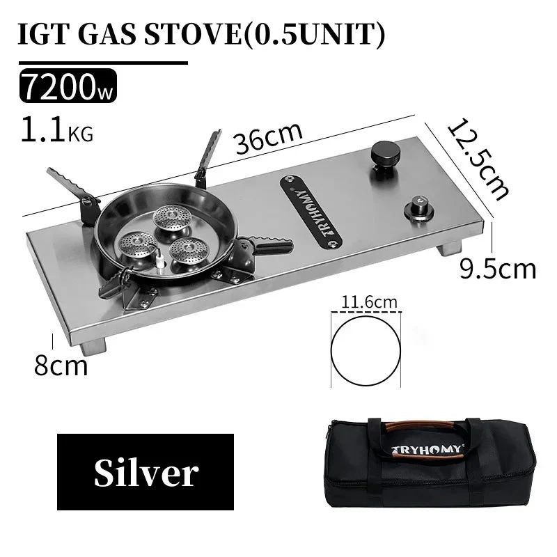 Réchaud à gaz / brûleur à gaz 7200 W haute puissance en acier inoxydable pour table pliable de camping IGT "Tryhomy - IGT Gas Stove"