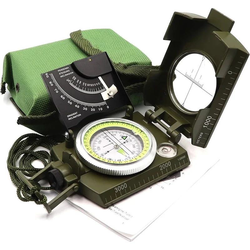 Compas militaire multifonctionnel de haute précision pour survie en extérieur, étanche et métallique avec fluorescence "47 Outdoor - EK4074"