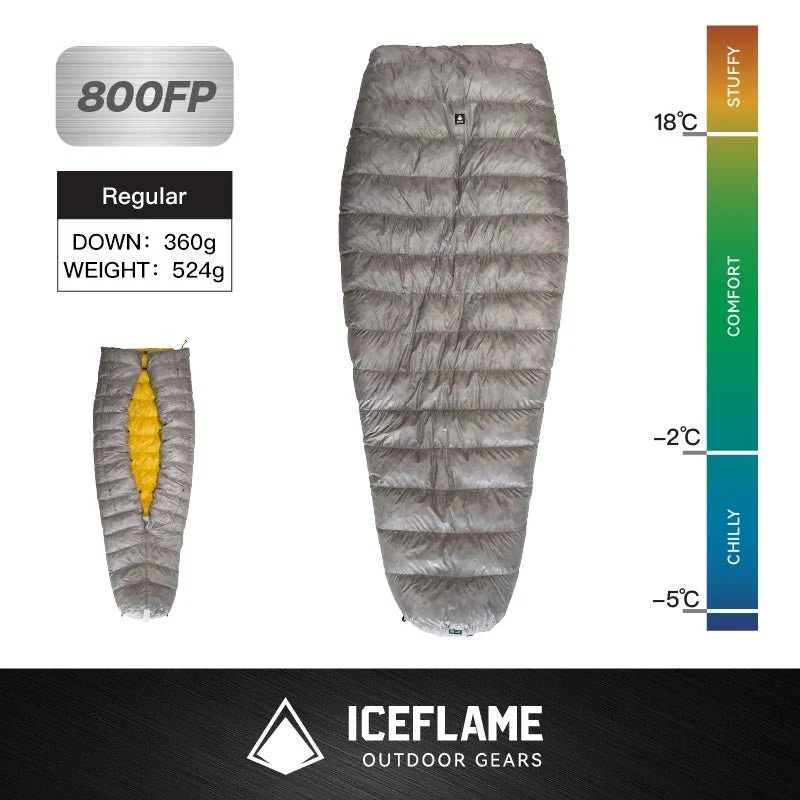 Sac de couchage / Quilt en duvet de canard 800FP RDS à partir de 525g confort -2°C "Iceflame - Extra Quilt NXT"