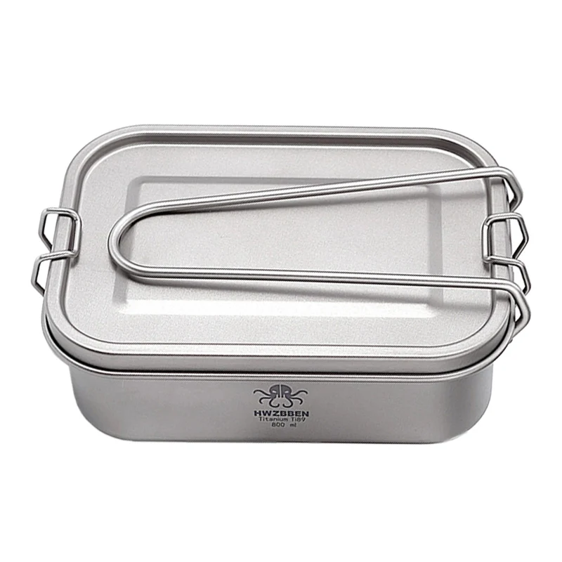 Boîte à Bento / popote de camping en titane rectangulaire de 800ml "HWZBBEN - Ti88/Ti89"