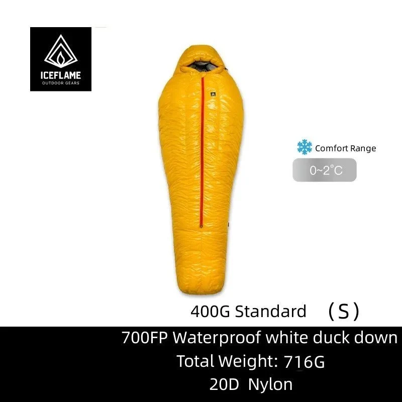 Sac de couchage en duvet d'oie blanc ultraléger en Nylon Ripstop DWR 20D à partir de 715g confort 5°C "Iceflame - SD Line"