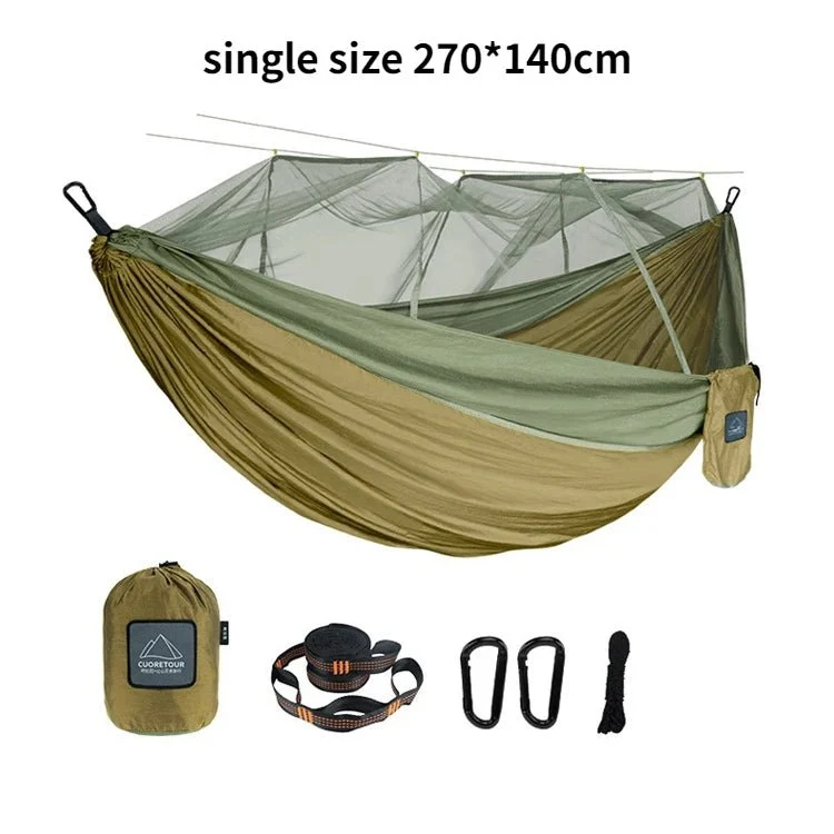 Hamac de couchage suspendu en toile de parachute avec moustiquaire "Cuoretour - Hammock Gear"