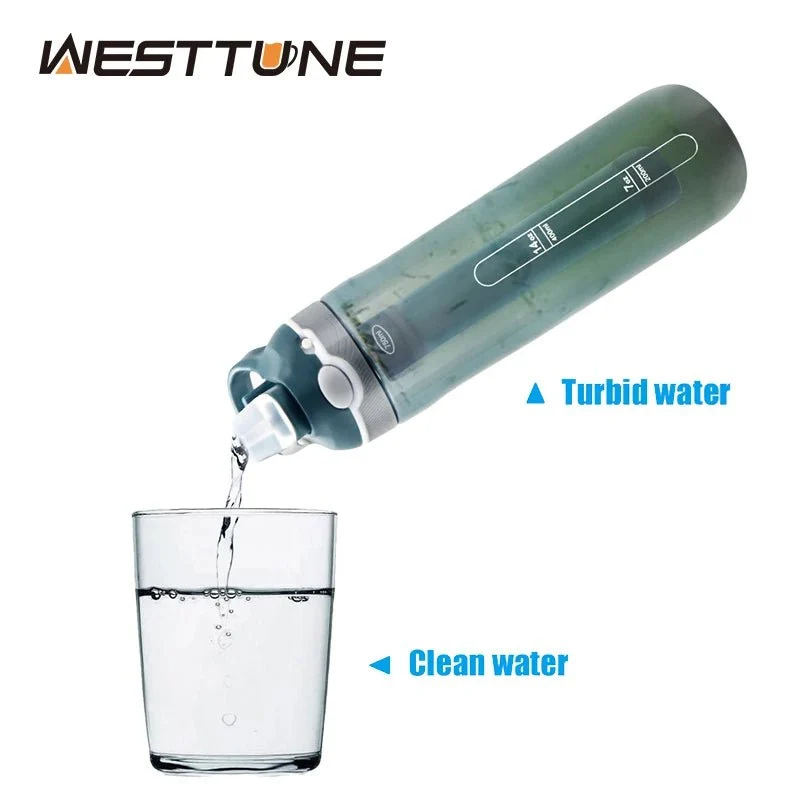 Gourde filtrante / purificateur d'eau de 0,1 micron 750ML "Westtune - WS150"