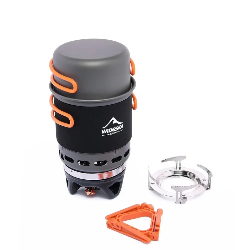 Système de cuisson, popote de camping / bivouac avec réchaud intégré 11000BTU 550g "Widesea - WSJC-002"