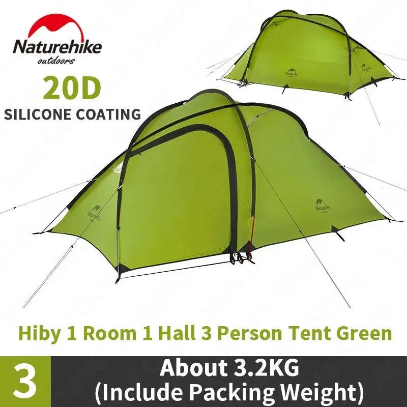 Tente double-parois pour le camping / bivouac 3 personnes 3,2kg "Naturehike - Hiby"