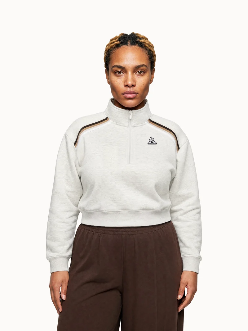 Sweat demi-zippé oversize en double face avec bandes rayées