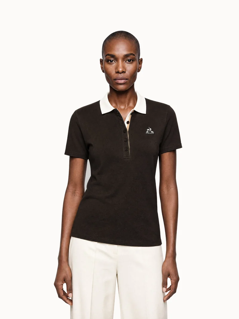 Polo en jersey effet piqué avec col contrasté