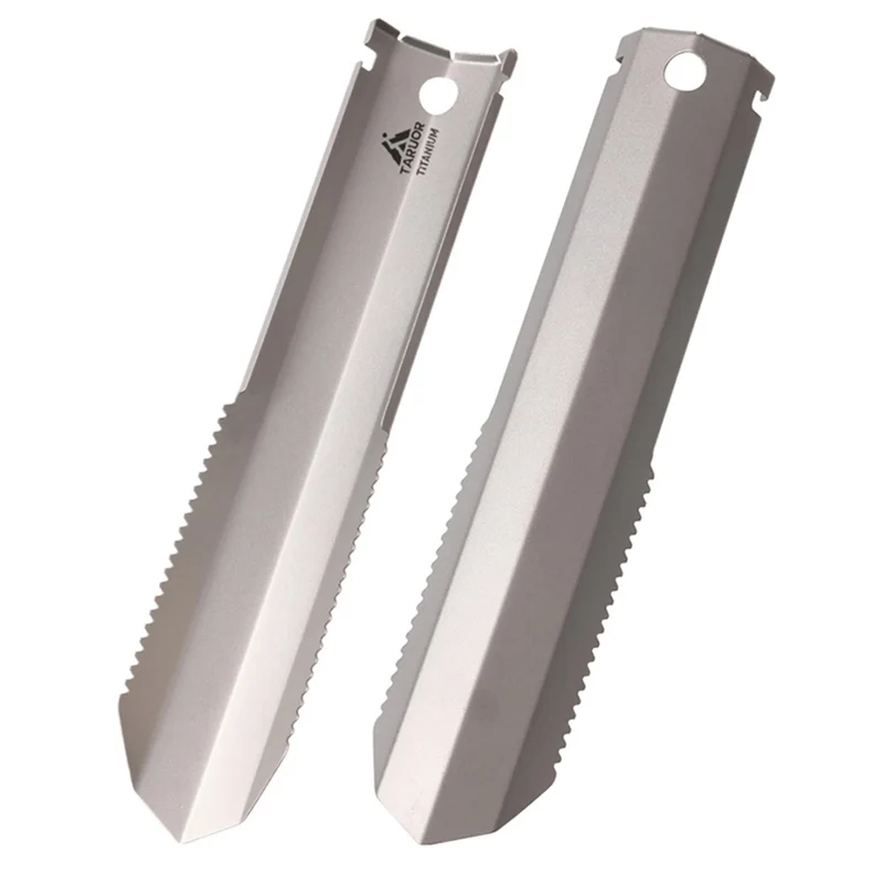 Pelle dentelée à la main avec clip pour le camping, randonnée et bivouac en titane 30g "Taruor - Titanium So4"