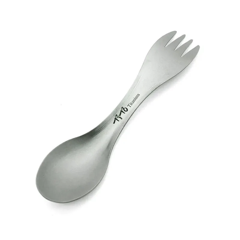 Cuillère fourchette / cuitochette en titane ultraléger pour le camping, la randonnée ou le voyage "Tito - Titanium Spork YFY2416"