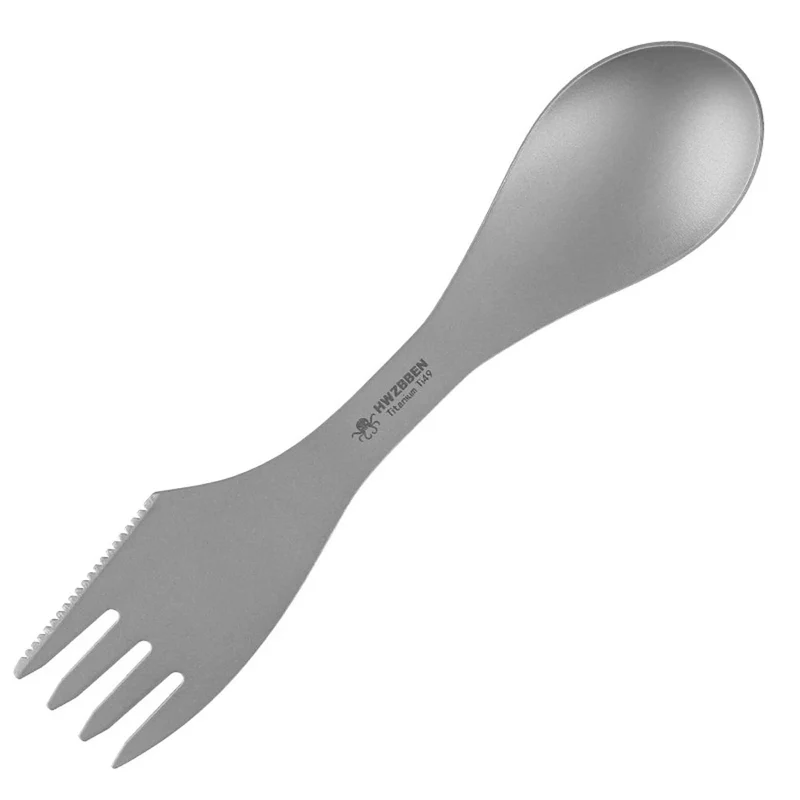 Cuitochette, cuillère, fourchette, couteau de camping en titane 3 en 1 "HWZBBEN - TA-1"
