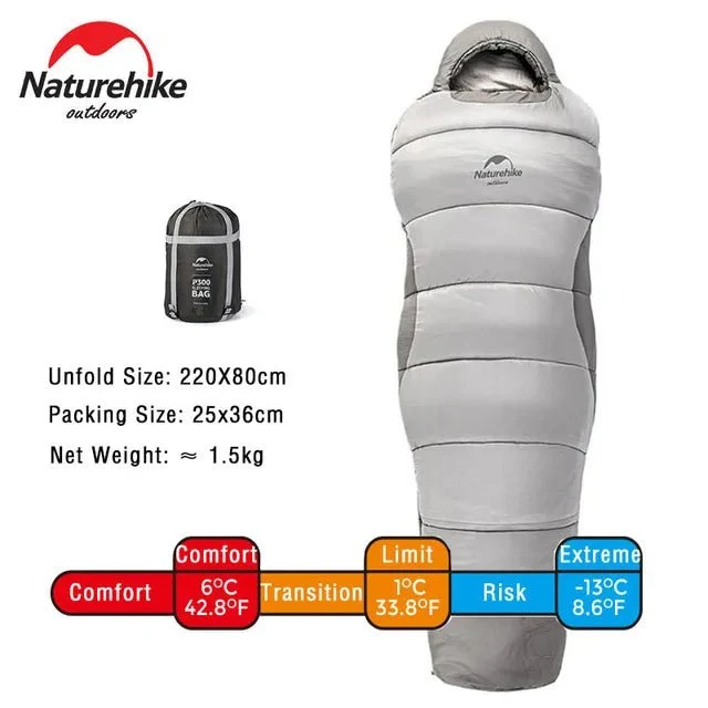 Sac de couchage en coton imperméable pour l'hiver +6°C Confort 1,5kg "Naturehike - NH21MSD03"