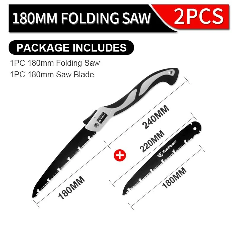 Scie de camping / bushcraft pliante lame en alliage sk5 "FivePears - Fp bush"