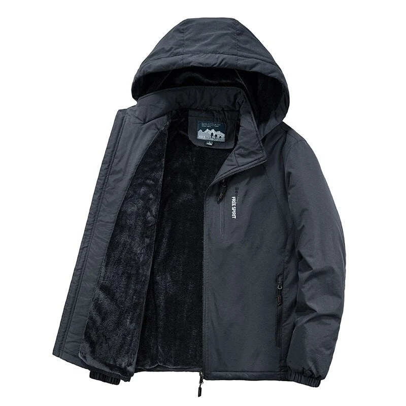 Parka d'hiver chaude à capuche avec doublure polaire pour homme "Free Spirit - Believe"
