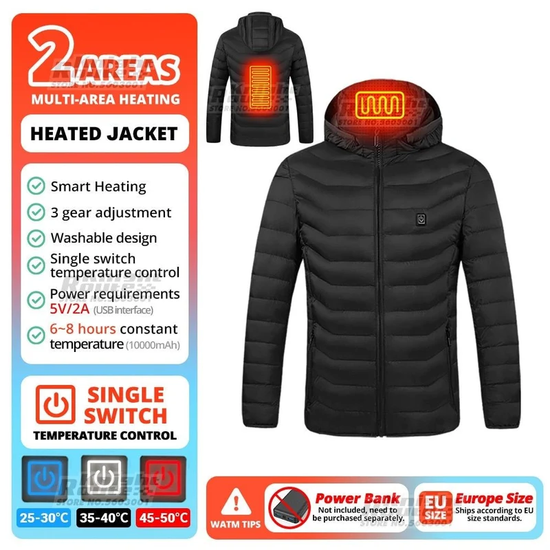 Veste chauffante avec capuche détachable 2-19 zones USB unisexe "Knight Route - All-round heating"